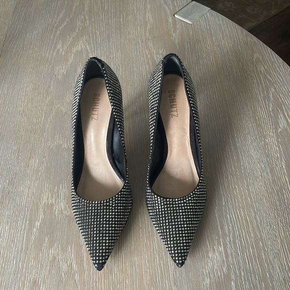 Schutz low crystal heels , size 10; new main image 4